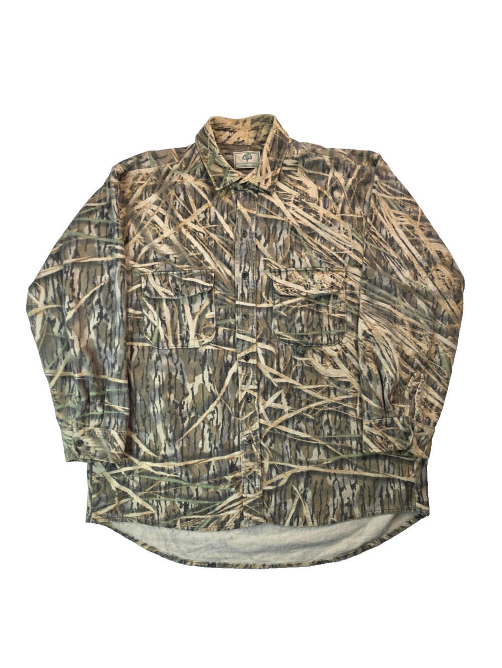 Mossy Oak Vintage USA Shadow Grass Camo Flannel Button Shirt Mens Size XXL 2XL